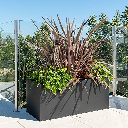 Primrose Gunmetal Black Galvanised Zinc Rectangular Garden Planter Plant Pot Large 75cm x 32cm (29in x 12.5in)